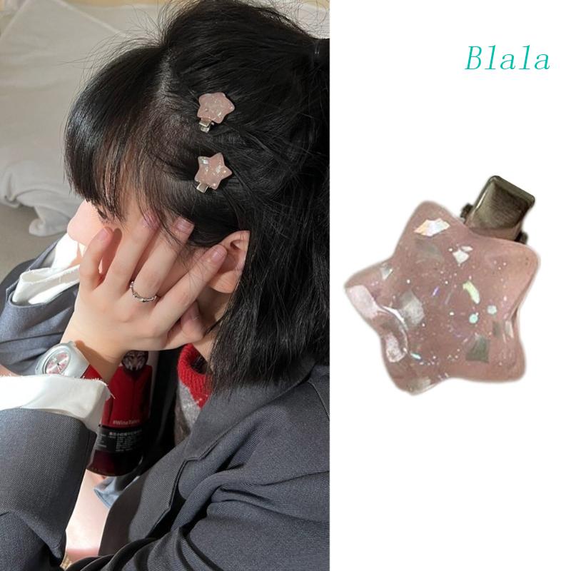 Blala Gradually Kẹp Tóc Nhựa Resin Hình Ngôi Sao Năm Cánh Màu Hồng Ins Ngọt Ngào Cá Tính Thủ Công Cho Nữ Cl