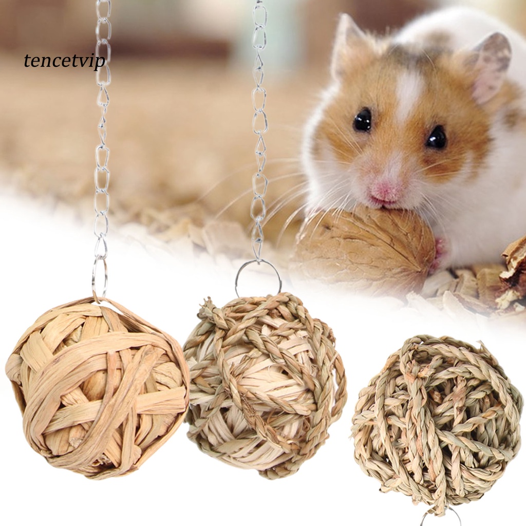 Đồ Chơi Chất Liệu Tự Nhiên Chống Cắn Có Móc Treo Cho Thỏ / Chuột Hamster