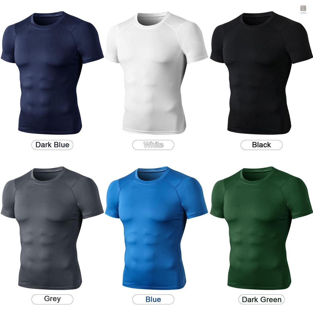 Áo Thun Thể Thao Ngắn Tay Cổ Tròn Ôm Dáng Co Giãn Chất Lượng Dành Cho Nam
