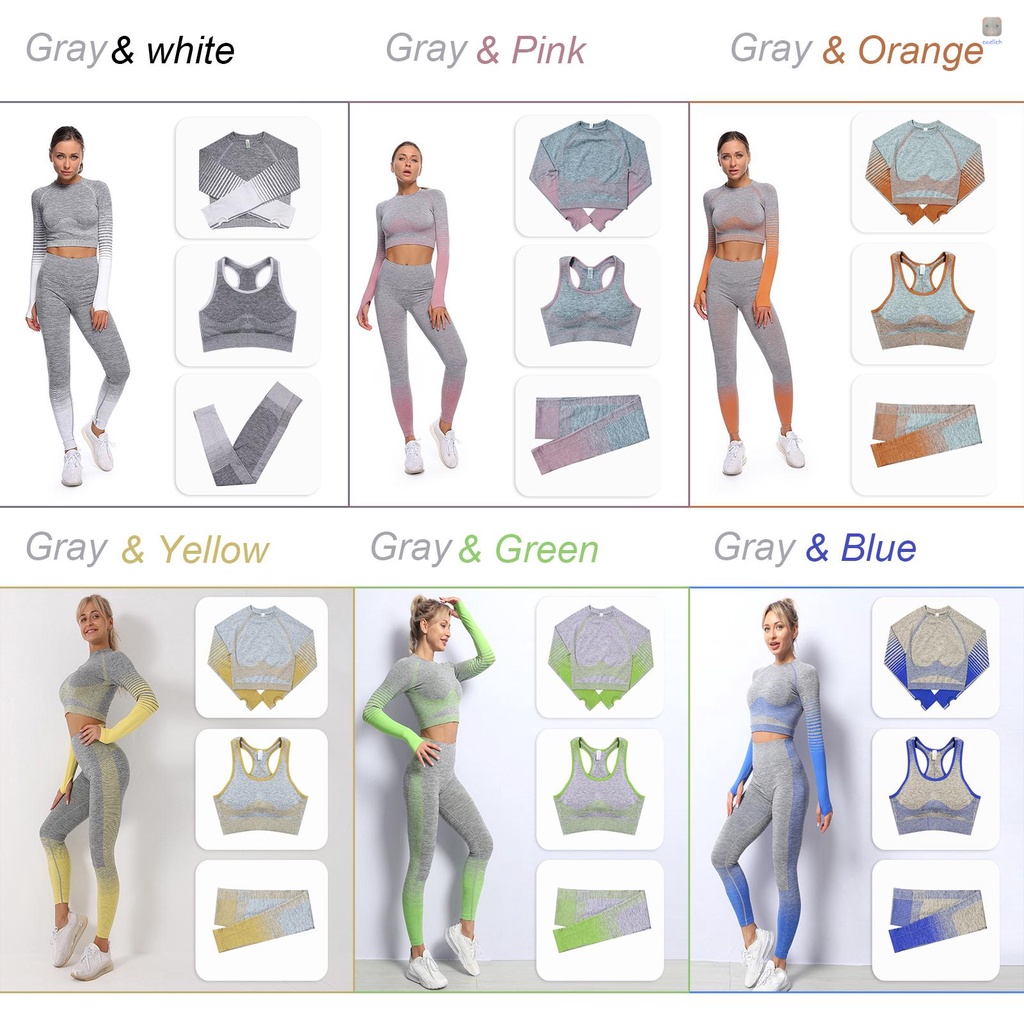 Bộ Trang Phục Thể Thao 3 Món Short + Áo Thun Tay Dài + Áo Ngực Thể Thao + Quần Legging Lưng Cao Có Lỗ Xỏ Ngón Tay