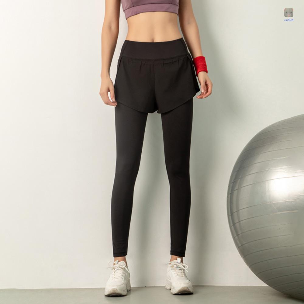 Quần Legging Thể Thao 2 Trong 1 Lưng Cao Co Giãn Tốt Nhanh Khô Không Đường May Thời Trang Cho Nữ
