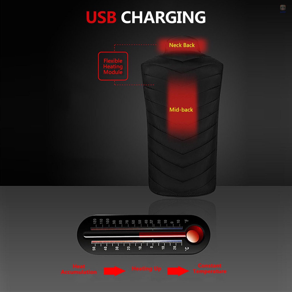 Áo Khoác Sưởi Ấm Không Tay Bằng Sợi Carbon Có Cổng Sạc USB Cho Nam Và Nữ