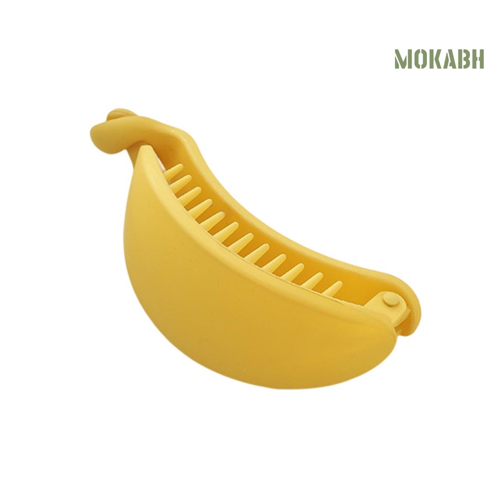 Kẹp Tóc Hình Quả Chuối Màu Trơn Có Răng Chống Trượt Kích Thước Lớn
