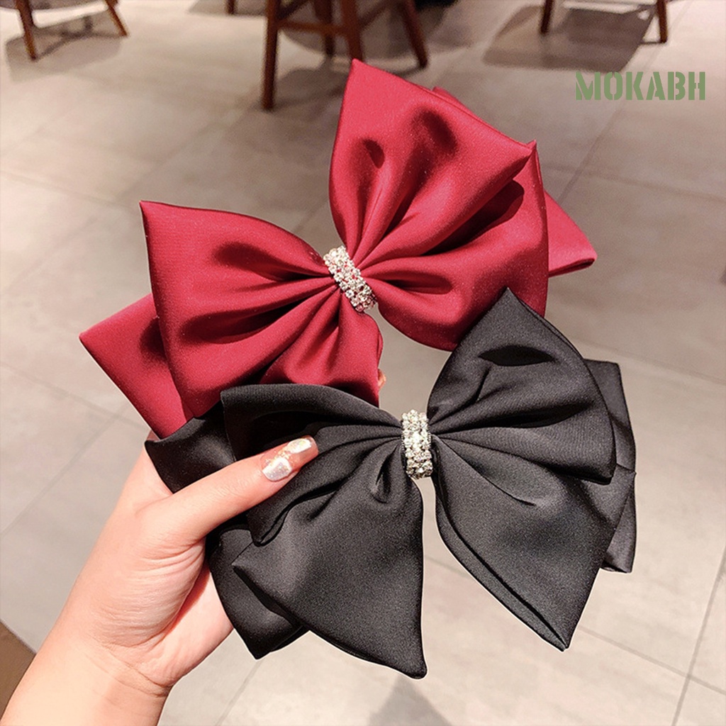 Kẹp Tóc Hình Nơ Hai Lớp Đính Đá Lấp Lánh Chống Trượt