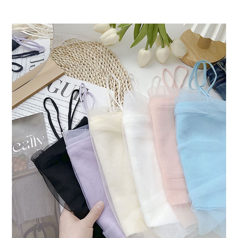 Áo Tank Top Dệt Kim Phối Lưới 6 Màu Thời Trang Mùa Hè Cho Phái Nữ