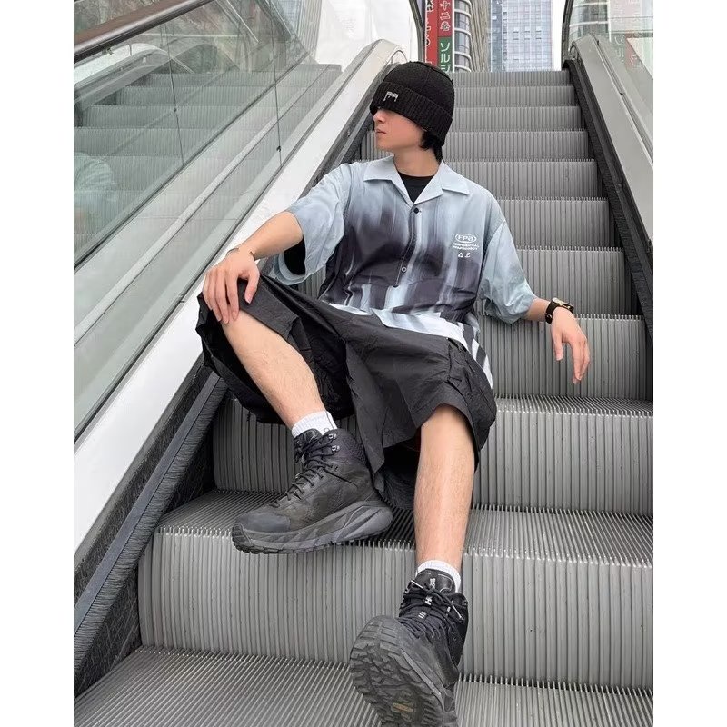 Áo Sơ Mi Tay Ngắn Dáng Rộng Nhuộm Màu Độc Đáo Cỡ Lớn 150kg Thời Trang Cá Tính Cho Nam