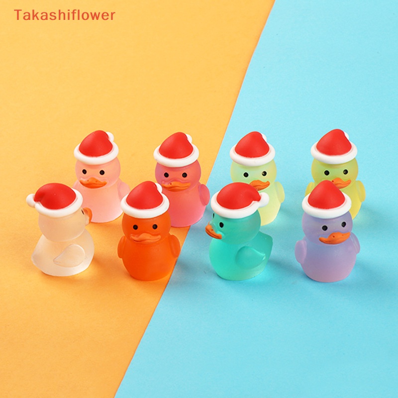 Set 1 / 5 Chú Vịt Đội Nón Đỏ Hoạt Hình Màu Dạ Quang Trang Trí Nhà Búp Bê / Tiểu Cảnh DIY