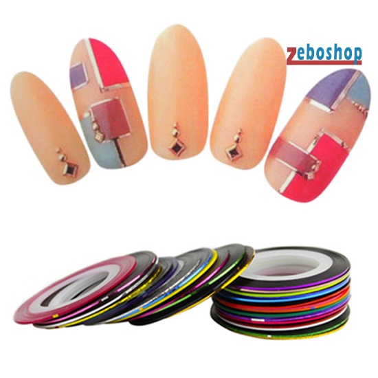 Bộ 30 Cuộn Băng Keo Dán Trang Trí Móng Tay Nhiều Màu Sắc