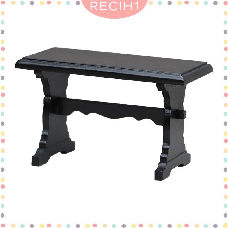 Mô Hình Bàn Máy Tính Bằng Gỗ Màu Đen Phong Cách Cổ Điển Tỷ Lệ 1 / 12 Trang Trí Nhà Búp Bê