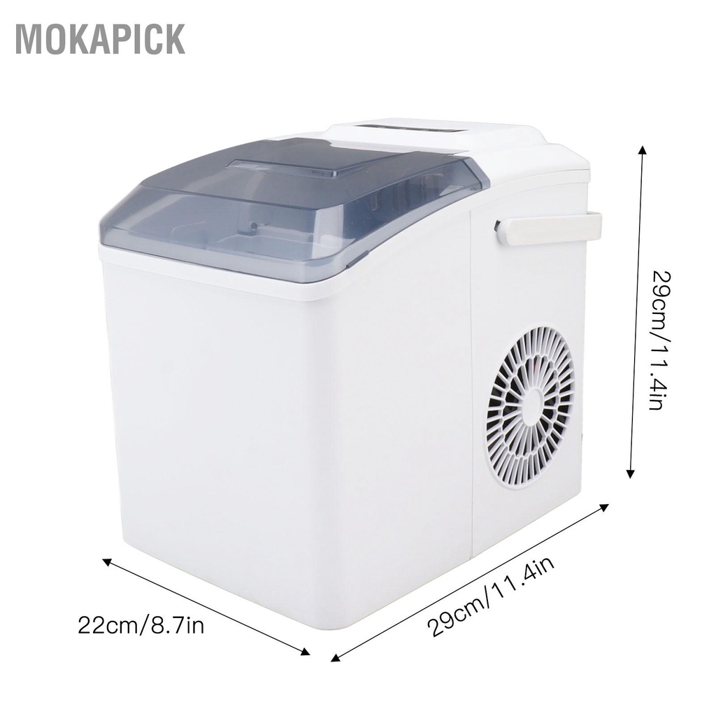 Mokapick Máy Làm Đá Để Bàn ABS Điện Di Động 9 Trong 8 Đến Phút Phích Cắm Châu Âu 220V Trắng