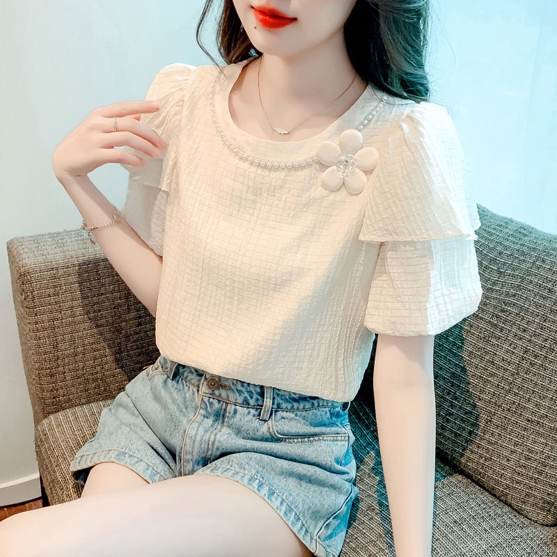 Áo nữ kiểu/Áo Sơ Mi Chiffon Phong Cách Pháp Thời Trang Mùa Hè 2023 ZT5V/áo kiểu/Áo Sơ Mi Công Sở/áo kiểu nữ 2 lớp