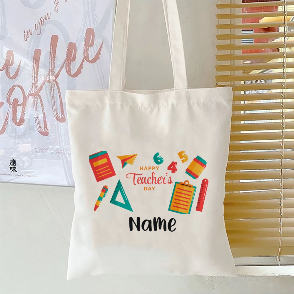 Miễn Phí Thêm Tên Chúc Mừng Ngày Nhà Giáo In Họa Tiết Túi Tote Thời Trang Túi Mua Sắm Nữ Túi Xách Tên Tùy Chỉnh Ngày Nhà Giáo