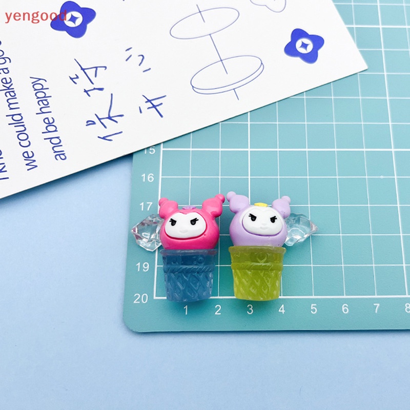Bộ 2 Ly Kem Mini Bằng Nhựa Resin Dạ Quang In Hoạt Hình Dễ Thương Dùng Trang Trí