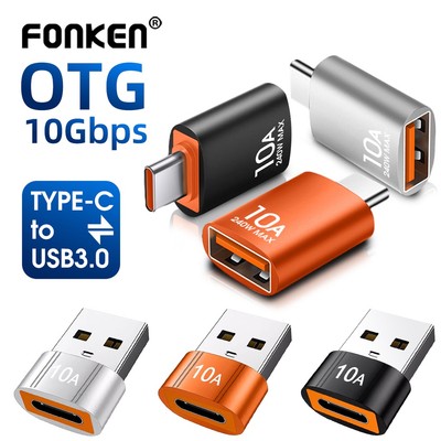 Đầu Chuyển Đổi Fonken 10A USB 3.0 Type-C USB-A Sang Type-C / Type-C Sang USB OTG Cho Mac-book Xiaomi Samsung