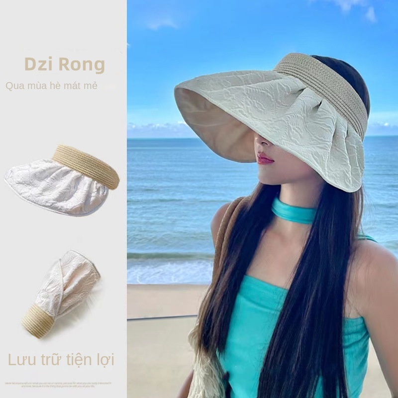 Mũ Chống Nắng Nữ Rộng Vành Hàn Quốc Thời Trang Mùa Hè Vành Rộng Hở Chóp Có Thể Mang Hai Mặt HZFAC0205