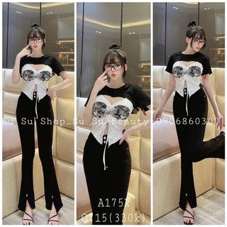 Set Áo Kiểu Rút In Hoạ Tiết Vitage thoitrangteen00