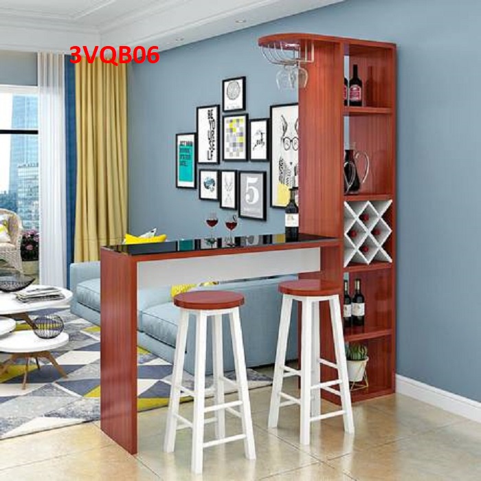 Quầy bar mini, quầy bar kiêm vách ngăn phòng khách nhà bếp 3VQB06