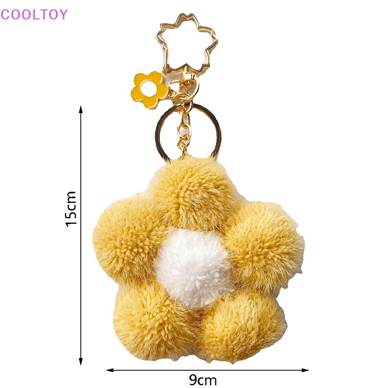 1 Móc Khóa Hình Hoa Hướng Dương Phối Banh Lông Nhiều Màu Sắc Dễ Thương