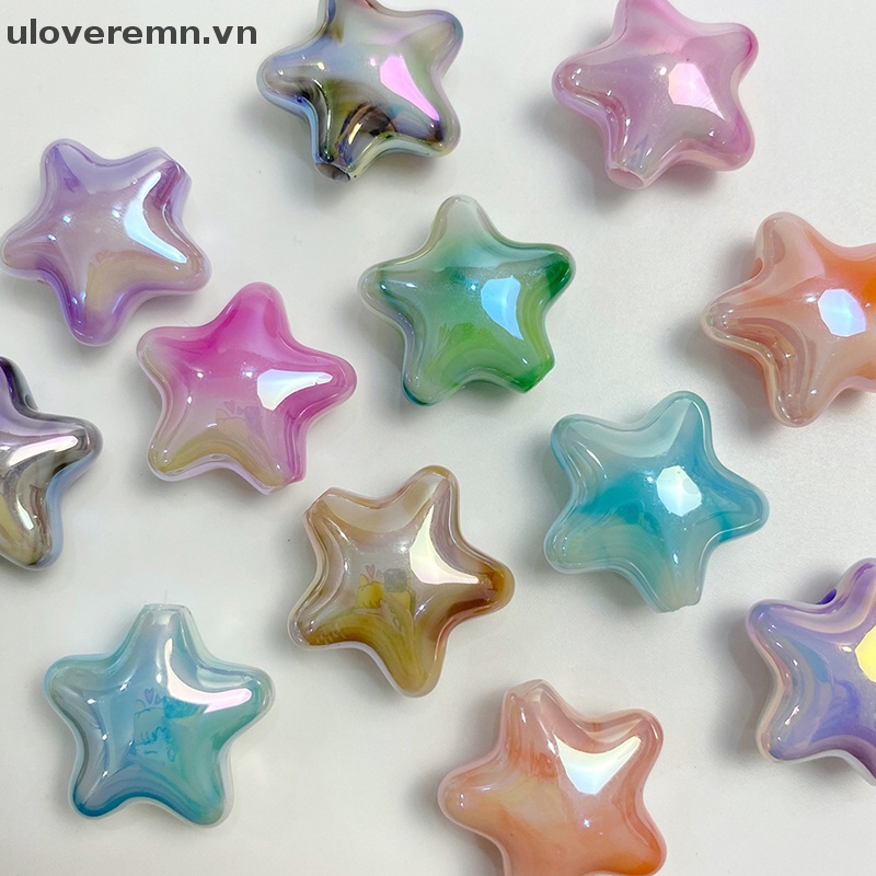 Set 10 Hạt Xỏ Lỗ Hình Ngôi Sao Năm Cánh Nhiều Màu Sắc Dễ Thương Làm Vòng Tay DIY