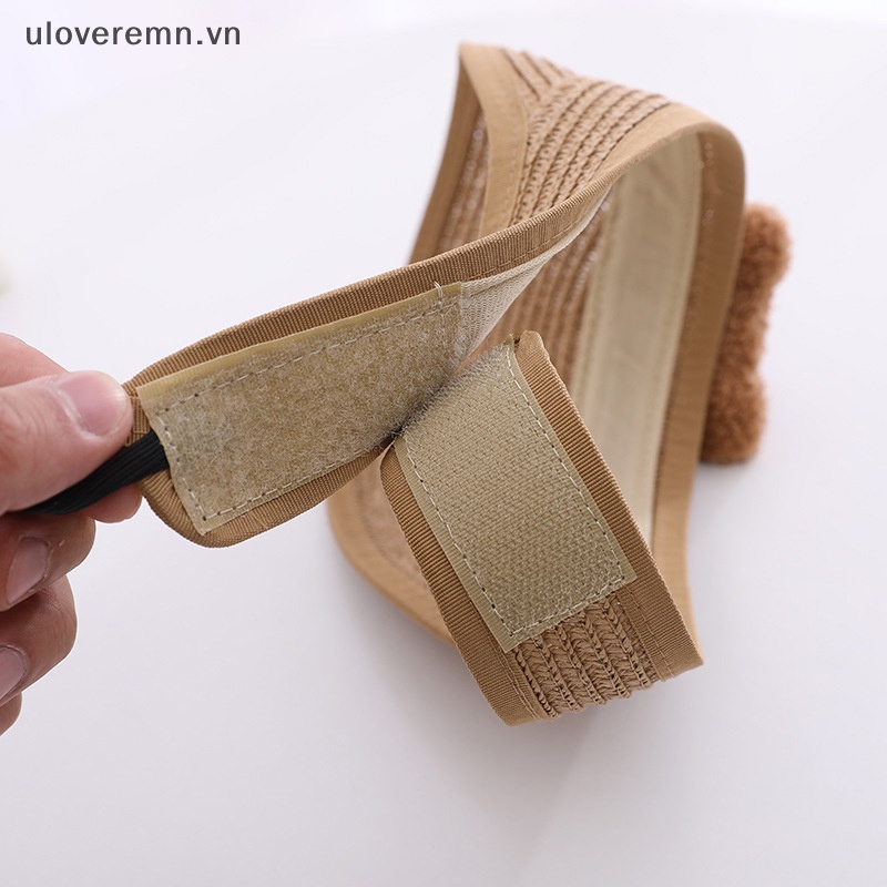 Mũ Rơm Chống Nắng Hở Chóp Hình Gấu Hoạt Hình Có Thể Gấp Gọn Cho Bé