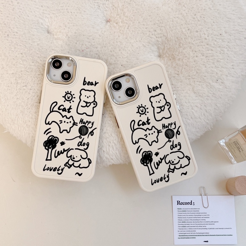 Ốp Điện Thoại Silicon Mềm Chống Sốc Hình Động Vật Vẽ Nguệch Ngoạc Dễ Thương Cho iPhone 14 13 12 11 Pro Max Plus XS XR X