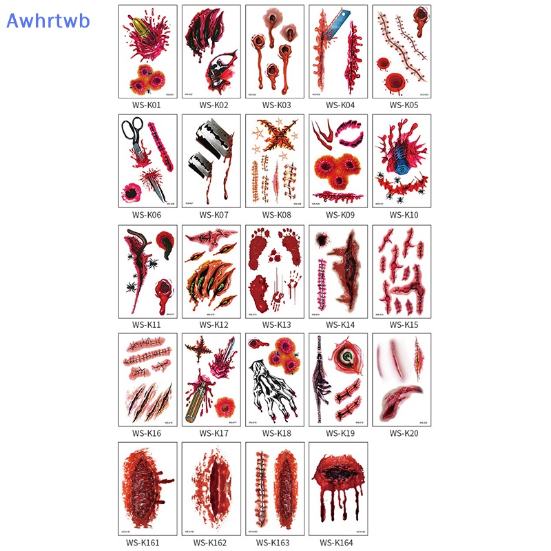 1 Tấm Hình Xăm Dán Vết Thương Máu Tạm Thời Chống Thấm Nước Phong Cách Halloween Mới