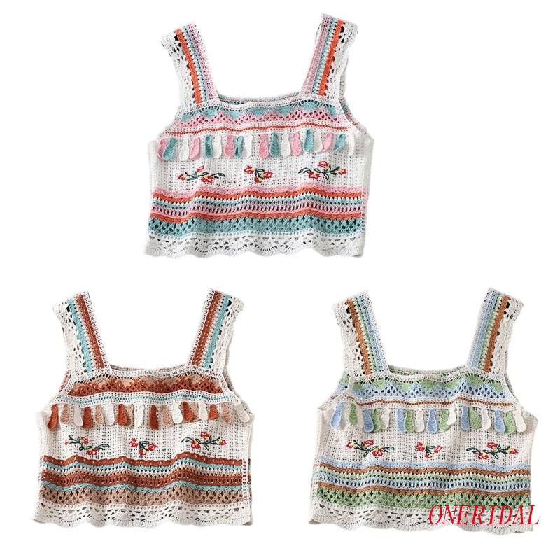 Áo Croptop Dệt Kim Hai Dây Dễ Thương Cho Nữ