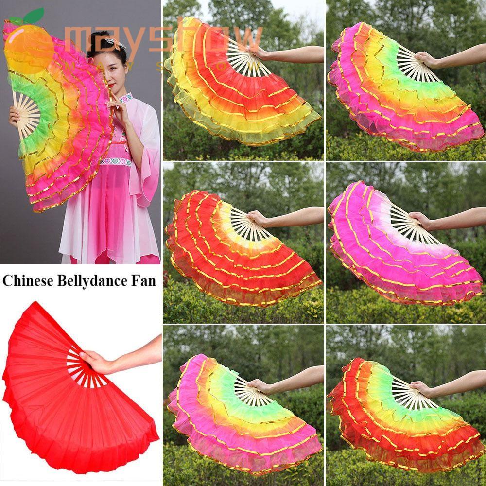 Quạt Múa Bụng Bằng Lụa Nhân Tạo Dáng Dài Cho Nữ