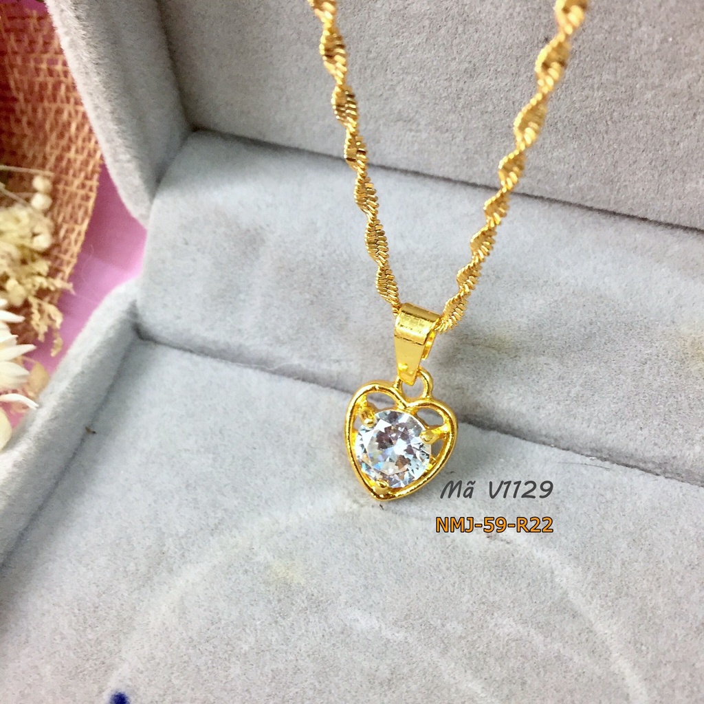 Dây Chuyền mặt Trái tim đính đá V1129 cùng dây xoắn 45cm