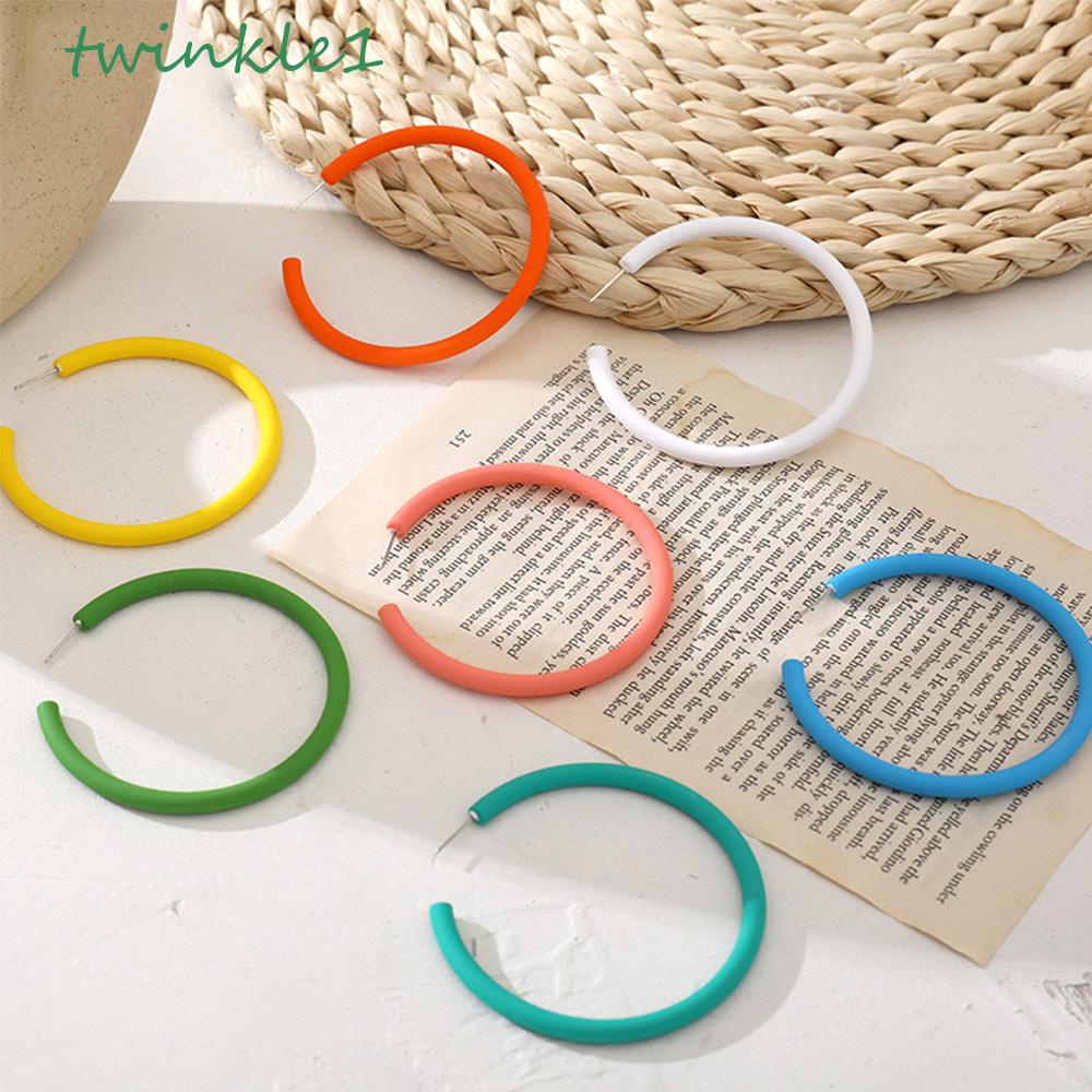 Bông Tai Hình Tròn Nhiều Màu Sắc Kẹo Ngọt Đơn Giản Dành Cho Nữ