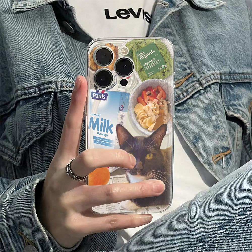 ✅Ốp Điện Thoại Mềm Chống Sốc Hình Mèo Đen Cho Iphone 14pro max 116In 1278 13 plus CQZ0