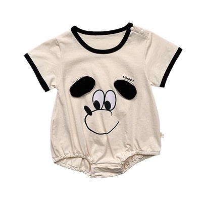 Bộ Áo Liền Quần Bằng Cotton Tay Ngắn In Hoạt Hình Chú Chó Dễ Thương Thời Trang Mùa Hè Cho Bé 0-2 Tuổi