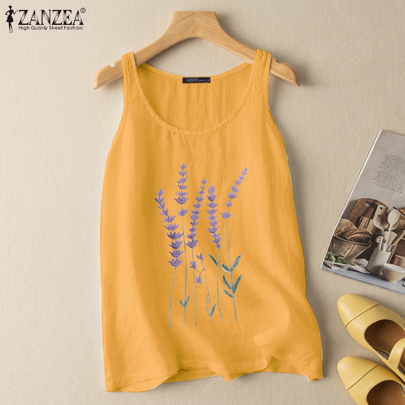 Zanzea Áo Tank Top Cổ Tròn Không Tay Thêu Hoa Thời Trang Nữ