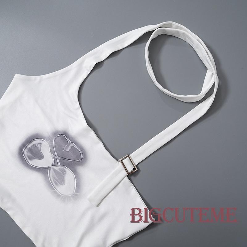 Áo Croptop Sát Nách Màu Trắng Có Khóa Cài Thời Trang Mùa Hè Cho Nữ