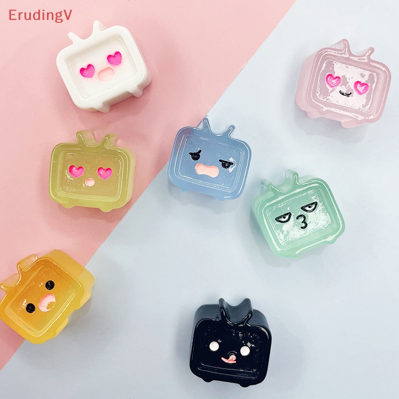 Bộ 5 Miếng Dán Hình TV Phát Sáng Kawaii Bằng Nhựa Resin Mặt Phẳng Có Biểu Tượng Cảm Xúc DIY
