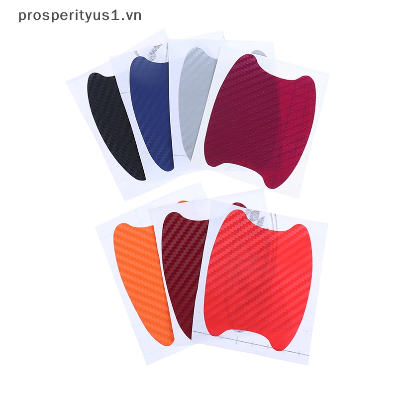 1 [Prosperityus] Bộ 4 Miếng Dán Cửa Xe Hơi Chống Trầy Xước Bằng Sợi Carbon