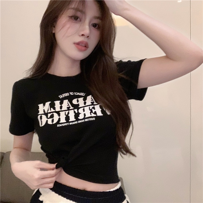 Áo baby tee Thun croptop Cotton Ngắn Tay Hở Rốn Eo Cao Màu Trơn Phong Cách Mùa Hè Cho Nữ