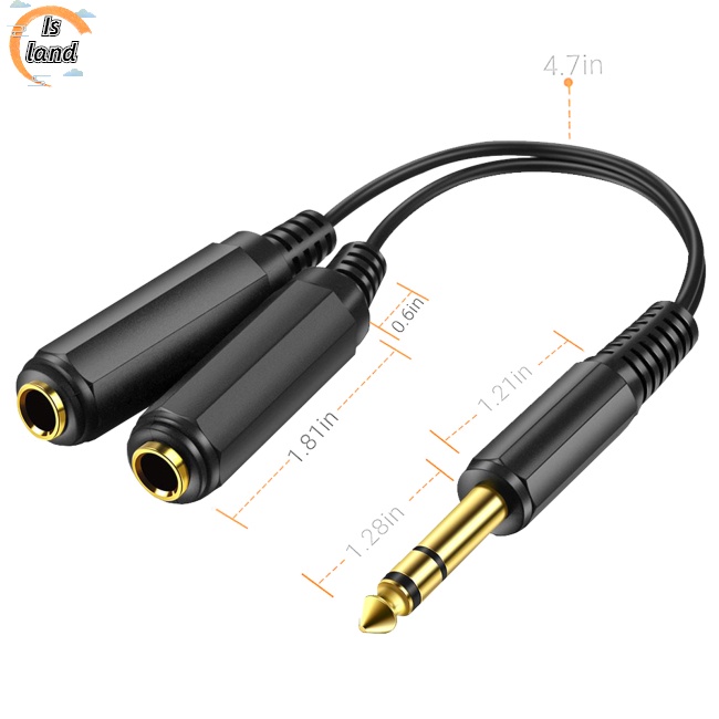 Cáp ChuyểN ĐổI Âm Thanh 6.35 Sang 2 ĐầU Chia 6.5 Mono Mạ VàNg 1 Sang 2 Chuyên DụNg