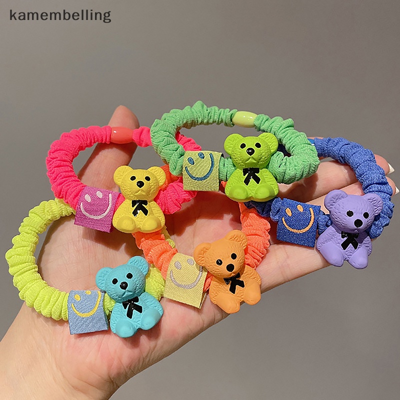 1 Dây Cột Tóc Co Dãn Màu Sắc Kẹo Ngọt Hình Chú Gấu Đáng Yêu