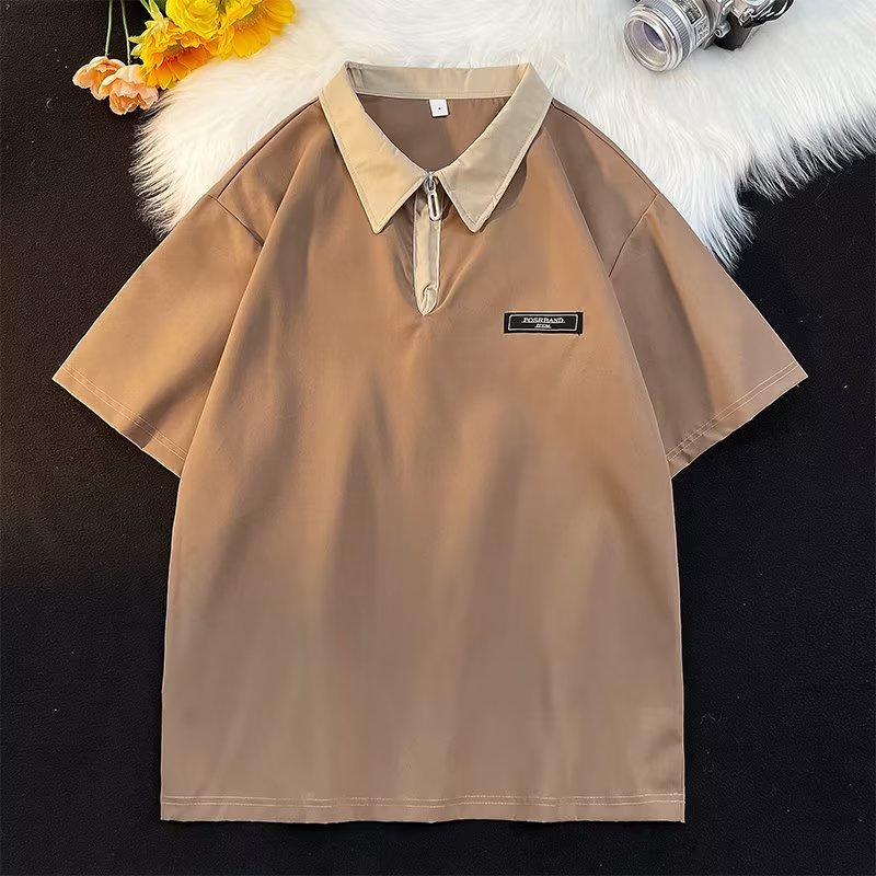 Áo Thun polo Ngắn Tay Cao Cấp Màu Sắc Tương Phản Có Khóa Kéo Thời Trang Mùa Hè Dành Cho Nam