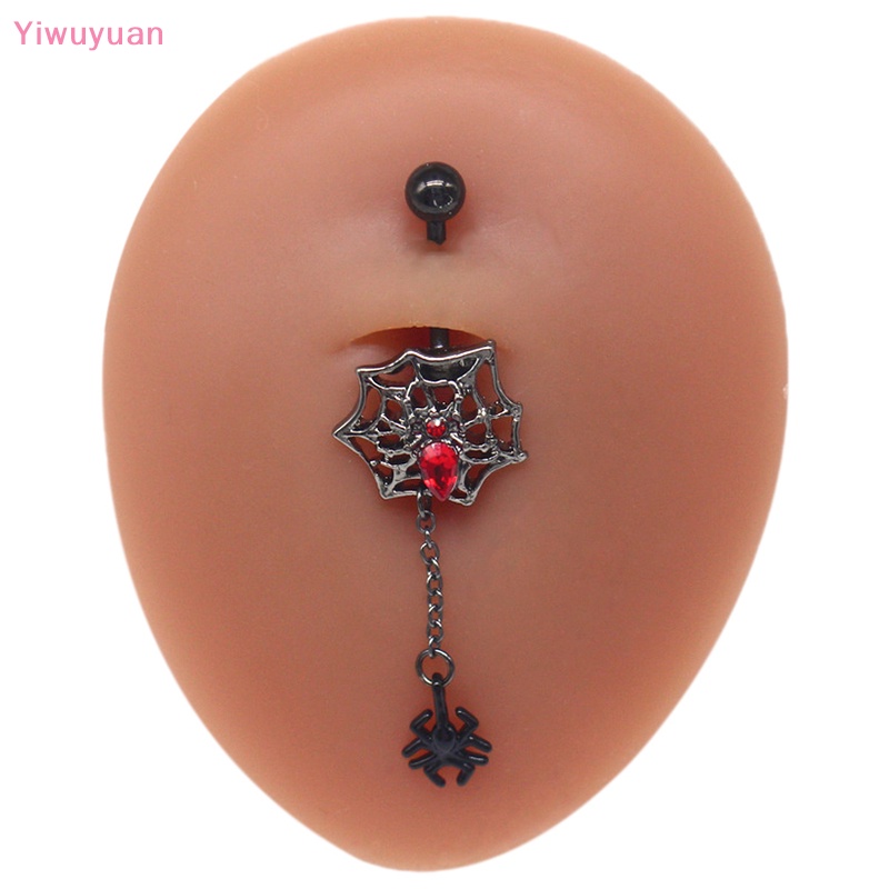 Khuyên Rốn Thép Không Gỉ Đính Đá Zircon Hình Nhện Mới