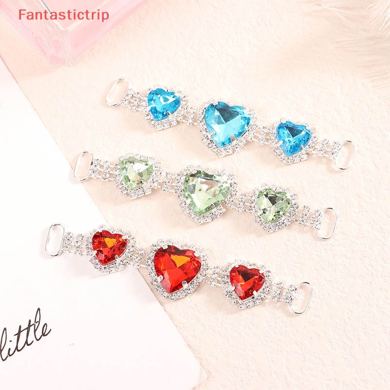 [Fantastictrip] 1 Khóa Dây Xích Đồng Đính Đá Acrylic Hình Trái Tim Trang Trí Quần Áo / Giày Đi Biển / Trang Trí Đám Cưới Mới
