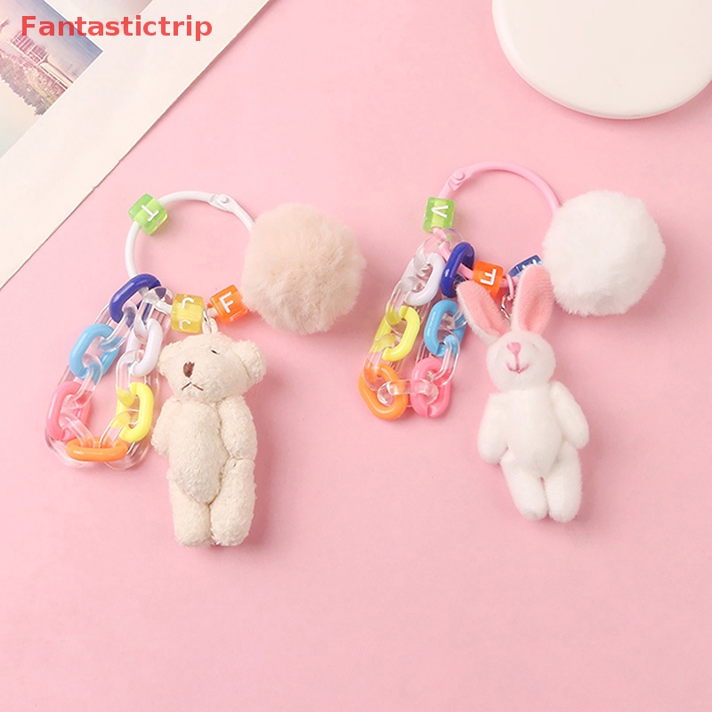 [Fantastictrip] Móc Chìa Khóa Hình Thỏ / Gấu Nhồi Bông Dễ Thương Trang Trí Ba Lô / Ô Tô Mới
