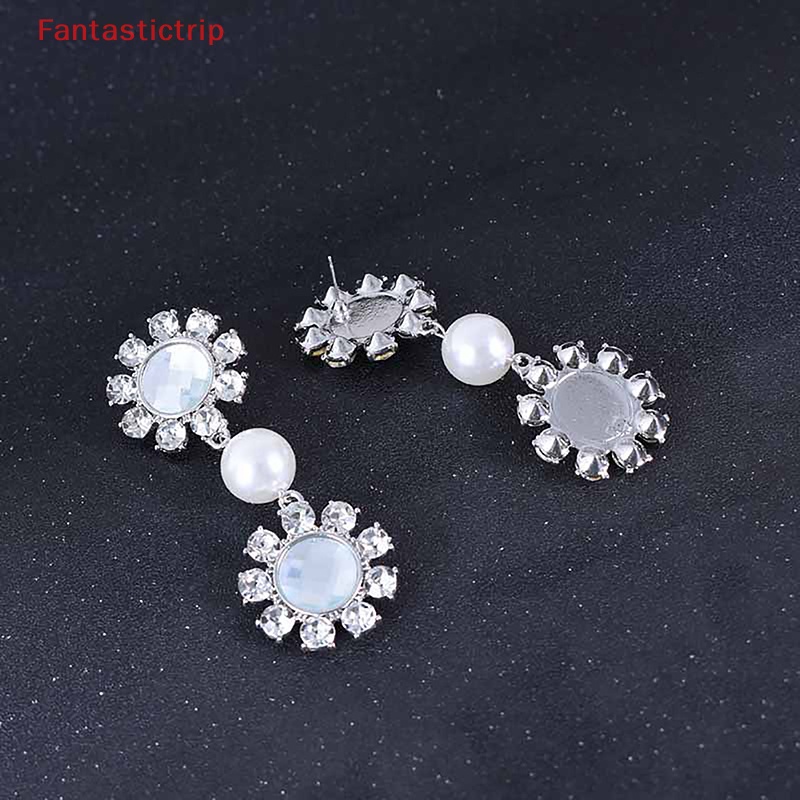 1 Đôi Bông Tai Hợp Kim Đính Kim Cương Pha Lê Lấp Lánh Thời Trang Mới