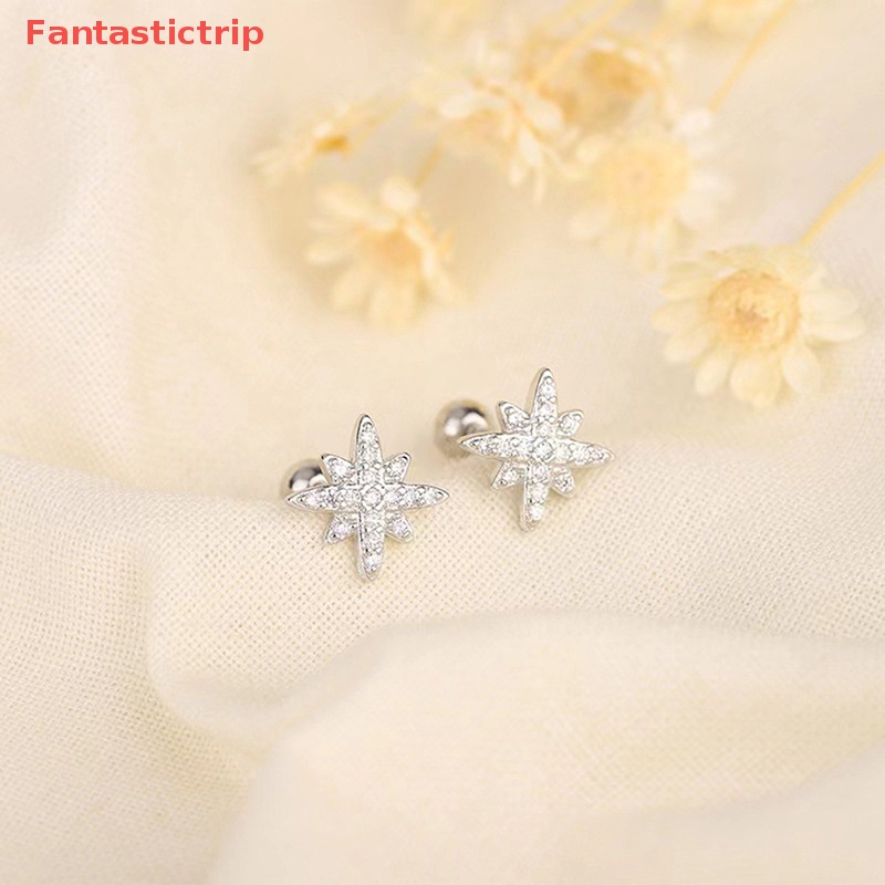 1 Đôi Bông Tai Đính Đá Zircon Hình Ngôi Sao Thời Trang Dành Cho Nữ