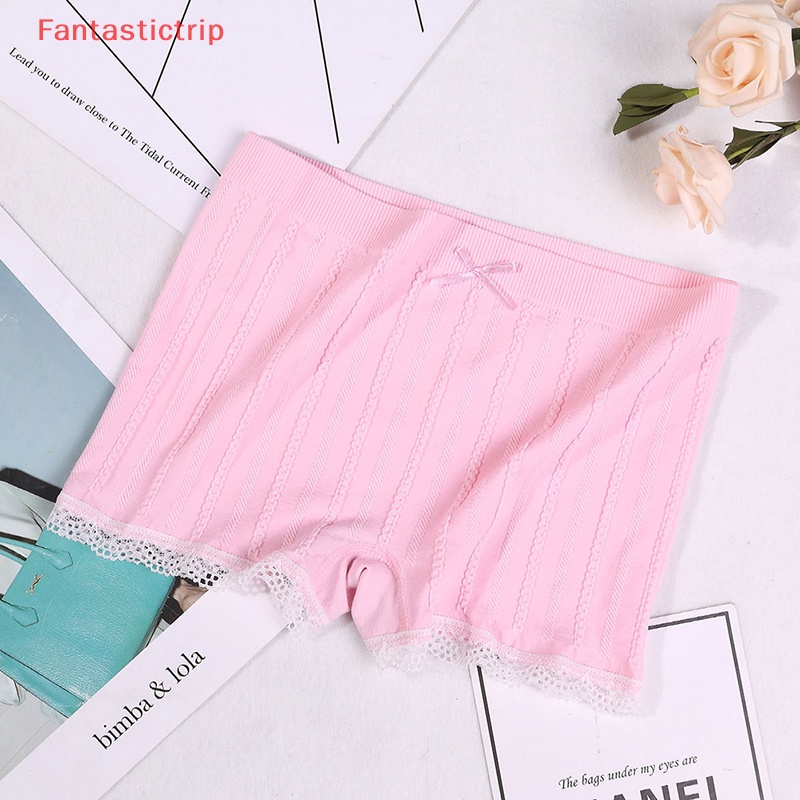 [Fantastictrip] Quần Short An Toàn Không Đường May Phối Ren Gợi Cảm Lưng Cao Co Giãn Dành Cho Nữ Mới