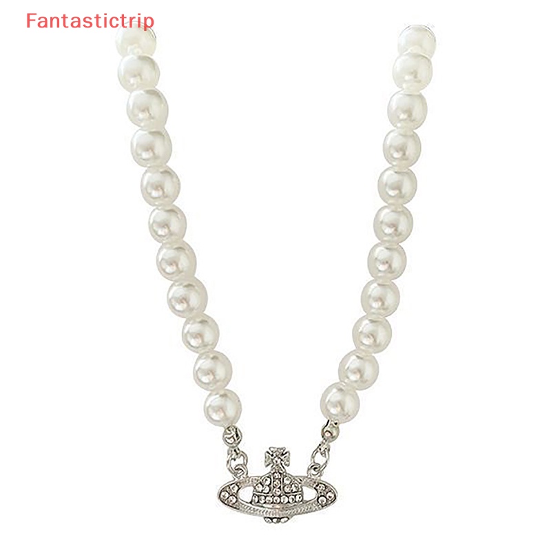 [Fantastictrip] Vòng cổ Y2K Mặt Hình Hành Tinh Đính Đá Zircon Ngọc Trai Phong Cách Vintage Cho Cặp Đôi Mới