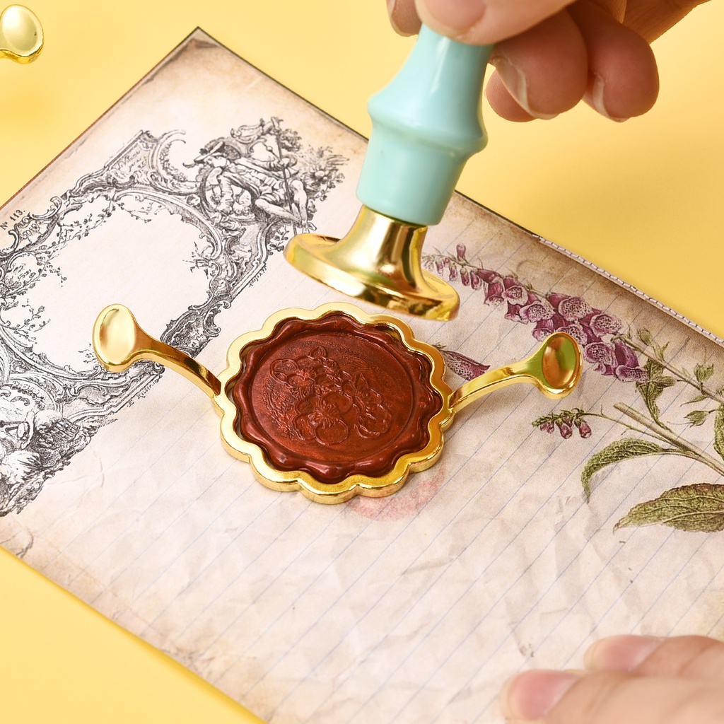 Wax Seal Fixer Khuôn tròn vuông kim loại để niêm phong tem Head Làm thiệp mời đám cưới