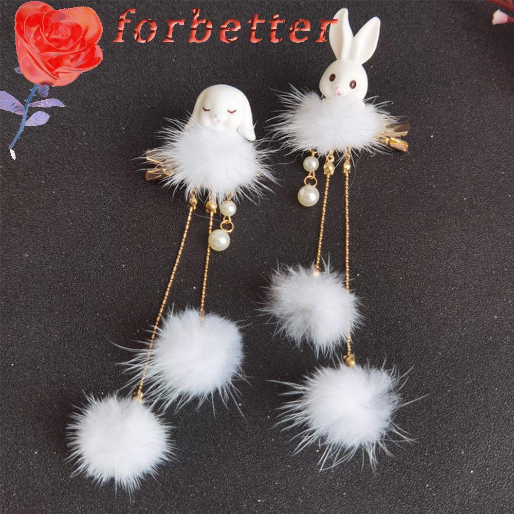 Kẹp Tóc Hình Thỏ Tua Rua Siêu Nữ Tính