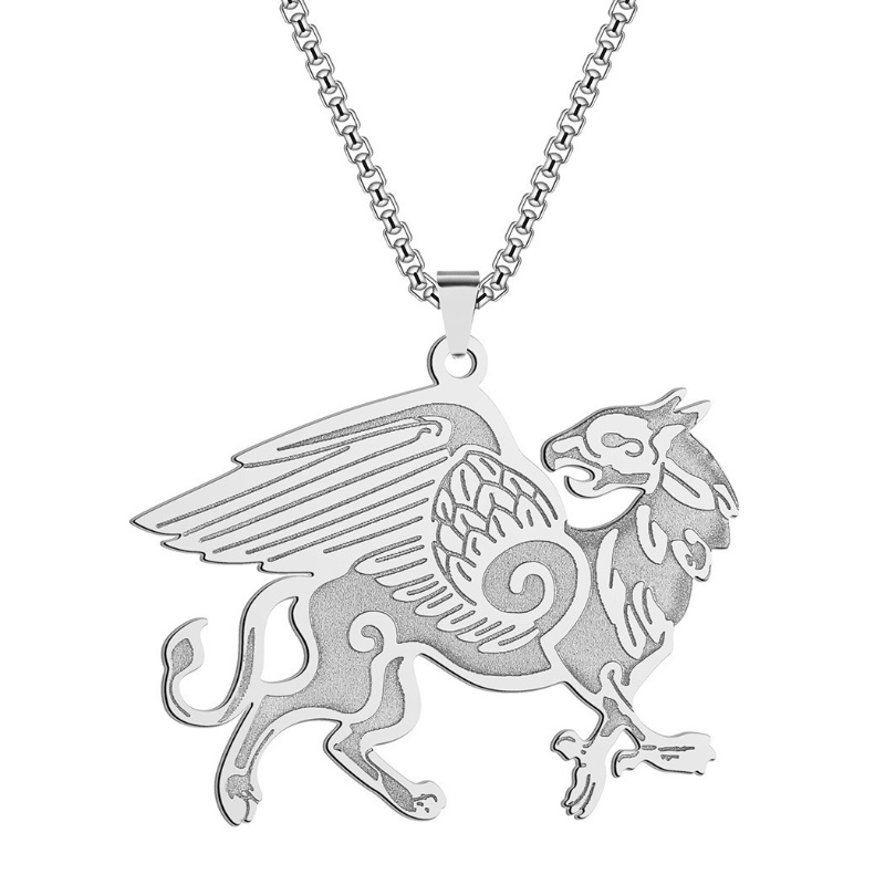 Vòng cổ Bằng Thép Không Gỉ Mặt Hình Anglo Saxon Griffin Thời Trang Cho Nam